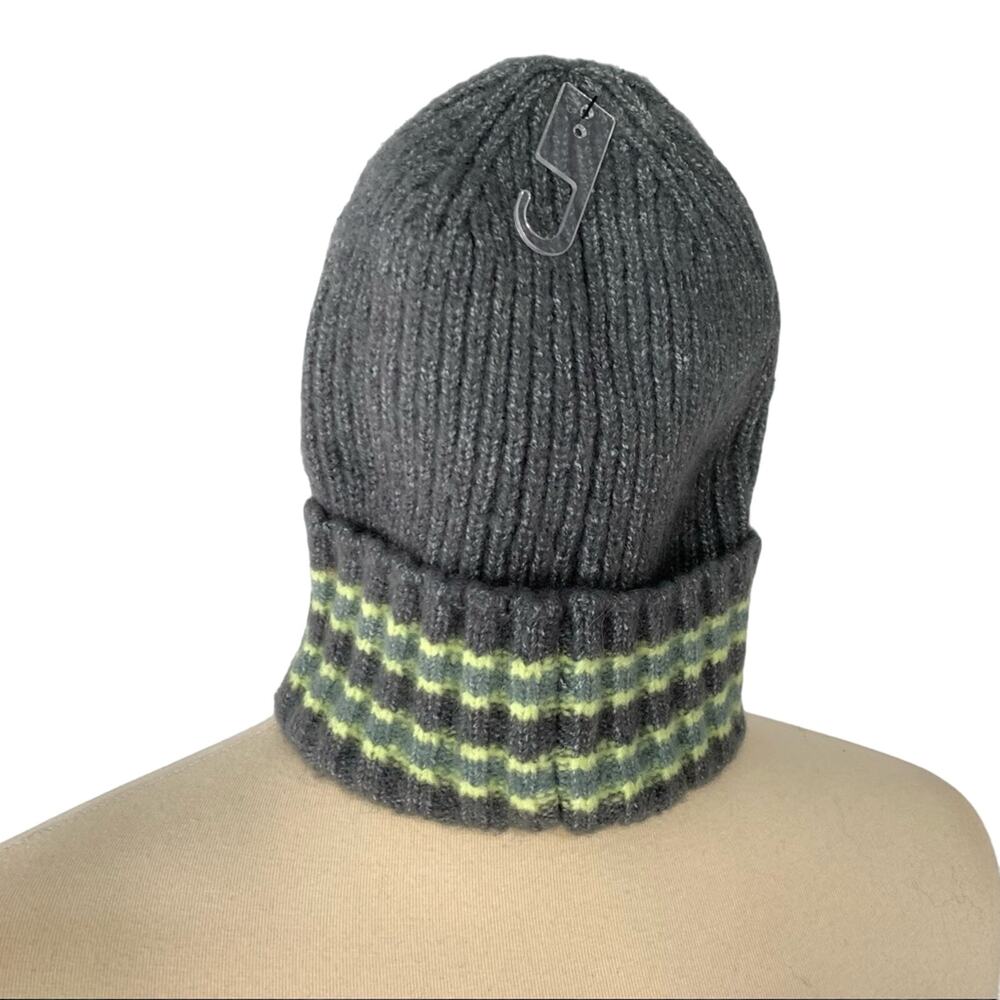 A New Day Gray Striped‎ Cuffed Beanie One Size